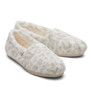 Toms Alpargata White Snow Leopard Fleece 10 New